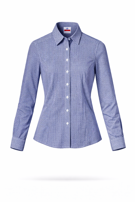 Camisa Playerytees 6004 Dama Manga Larga de Cudros